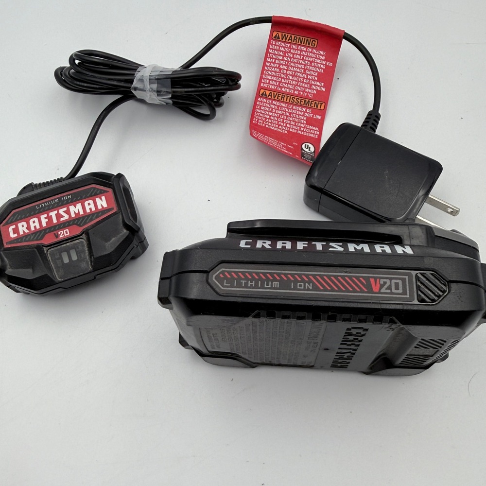 Craftsman Battery and Charger V20 1.5Ah Lithium Ion CMCB2015 Black Red - Picture 2 of 9